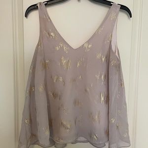 Cream and gold V-neck tank
